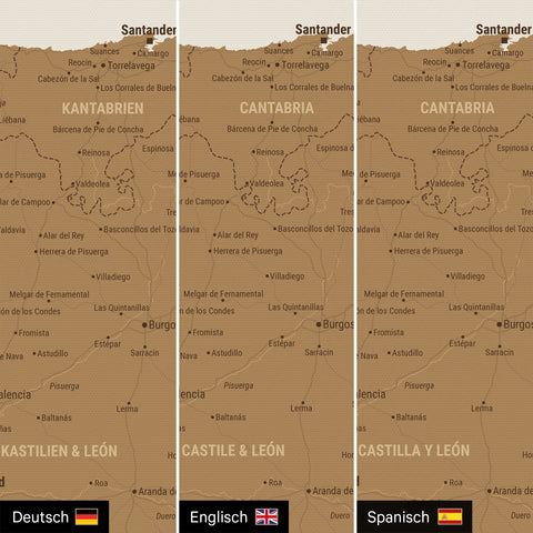 Spain & Portugal Push Pin Map TRAVEL® – Bronze