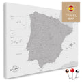 Map of Spain and Portugal in light gray color in a modern, simple design as a canvas for pinning trips and places