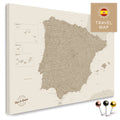 Spain & Portugal map in the color Desert Sand in a modern, minimalist design as a canvas for pinning travels and places