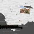 Spain & Portugal map in dark gray as a canvas for pinning shows a section of the Costa del Sol with many details such as national parks, rivers, and numerous small villages and towns marked with pins