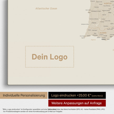Mapa Hiszpanii i Portugalii TRAVEL® Canvas z pinezkami – Gold