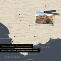Spain & Portugal map in Hale Navy as a canvas for pinning shows a section of the Costa del Sol with many details such as national parks, rivers, and numerous small villages and towns marked with pins