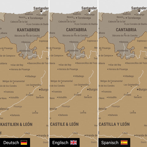 Spain & Portugal Push Pin Map TRAVEL® – Multicolor Beige