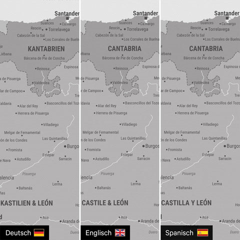 Spain & Portugal Push Pin Map TRAVEL® – Multicolor Gray