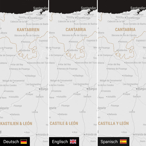 Spain & Portugal Push Pin Map TRAVEL® – Dark Black (Black and White)