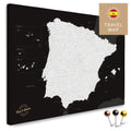 Spain & Portugal map in black and white in a modern, simple design as a canvas for pinning travels and places