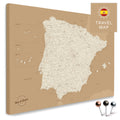 Map of Spain & Portugal in the color Treasure Gold in a modern, minimalist design as a canvas for pinning travels and places
