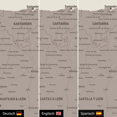Spain & Portugal Push Pin Map TRAVEL® – Warmgray
