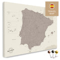 Spain & Portugal map in the color Warmgray in a modern, minimalist design as a canvas for pinning travels and places