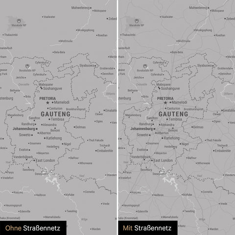 Mapa Południowej Afryki TRAVEL® Canvas z pinezkami – Coolgray
