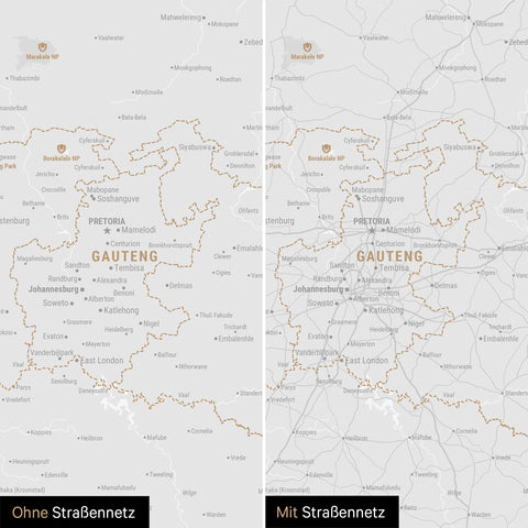 Mapa Południowej Afryki TRAVEL® Canvas z pinezkami – Ciemnoszary