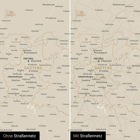 Mapa Południowej Afryki TRAVEL® Canvas z pinezkami – Złoto