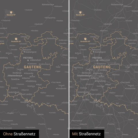 Mapa Południowej Afryki TRAVEL® Canvas z pinezkami – Jasnoszary