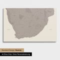 Neutral and simple standard version of a South Africa map as a Push Pin Map in Warmgray (brown-gray)