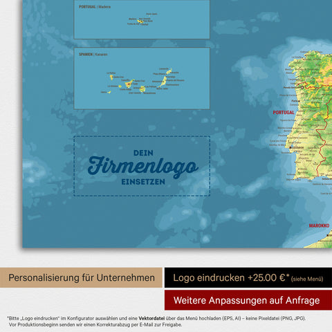 Topograficzna mapa Europy TRAVEL® Tablica magnetyczna – Multicolor Topo