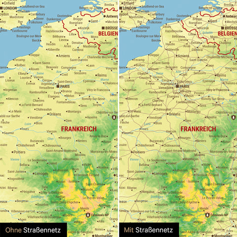 Topograficzna mapa Europy TRAVEL® Tablica magnetyczna – Multicolor Topo