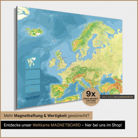 Topograhic Europe Map TRAVEL® Magnetic Poster – Multicolor Topo