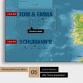 Topographic map of Europe in a modern design as a Push Pin Map with personalization as a logo with a globe