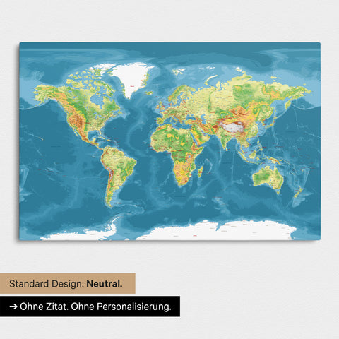 7 – Standard
Neutral and simple version of a topographic world map with Antarctica as a Push Pin Map in multicolor topo without personalization