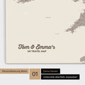 UK-Karte Pinn-Leinwand in Farbe Warmgray (Braun-Grau) mit personalisiertem Text