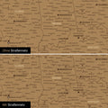 USA Amerika Karte Pinn-Leinwand in Bronze optional mit dem Straßennetz der größten Highways und Interstates