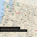 Ausschnitt einer USA Amerika Karte als Pinn-Leinwand in Mulitcolor Classic zeigt Reiseziele und Highlights in Washington, Oregon und Idaho