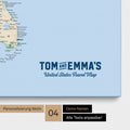 Detaillierte USA Amerika Karte als Pinn-Leinwand in Mulitcolor Classic mit Personalisierung als Logo für die gesamte Familie