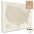 USA Amerika Karte in Gold mit sehr hohem Detailgrad als Pinnwand Leinwand zum Pinnen und Markieren von Reisezielen kaufen
