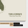 Detaillierte USA Amerika Karte als Pinn-Leinwand in Olive Green mit Personalisierung als Logo für die gesamte Familie