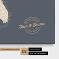 Personalisierte USA Amerika Karte als Leinwand in Hale Navy (Dunkelblau Gold) mit eingedruckten Namen und einer Legende zur Markierung von besuchten Orten