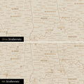 USA Amerika Karte Pinn-Leinwand in Hale Navy (Dunkelblau Gold) optional mit dem Straßennetz der größten Highways und Interstates