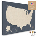 USA Amerika Karte in Hale Navy (Dunkelblau Gold) mit sehr hohem Detailgrad als Pinnwand Leinwand zum Pinnen und Markieren von Reisezielen kaufen