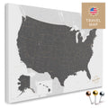 USA Amerika Karte in Light Gray mit sehr hohem Detailgrad als Pinnwand Leinwand zum Pinnen und Markieren von Reisezielen kaufen