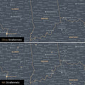 USA Amerika Karte Pinn-Leinwand in Navy Light optional mit dem Straßennetz der größten Highways und Interstates