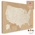 USA Amerika Karte in Treasure Gold mit sehr hohem Detailgrad als Pinnwand Leinwand zum Pinnen und Markieren von Reisezielen kaufen