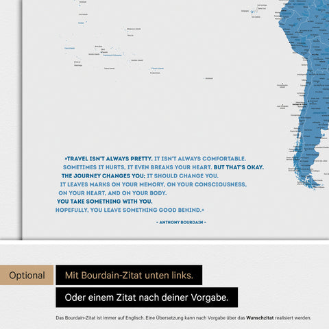 Weltkarte ANTARCTICA® Magnetboard – Ocean Blue