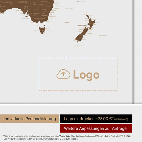 Weltkarte ANTARCTICA® Magnetboard – Braun