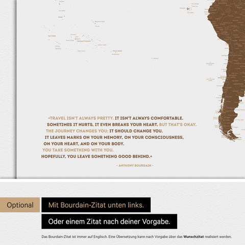 Weltkarte ANTARCTICA® Magnetboard – Braun