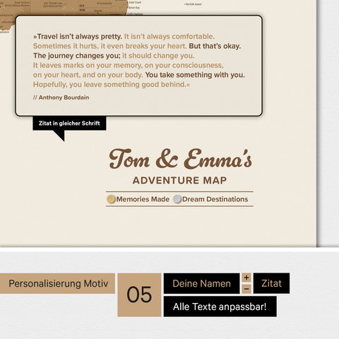 Weltkarte ANTARCTICA® Magnetboard – Bronze