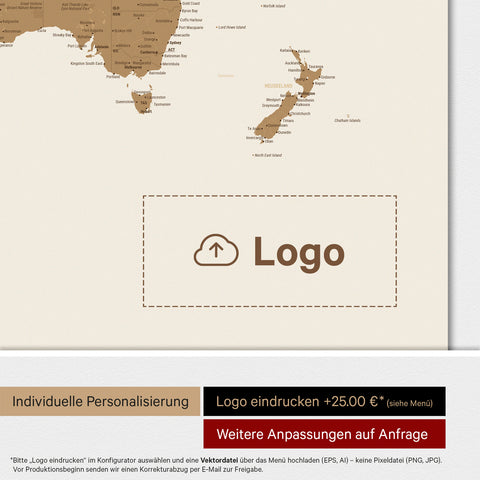 Weltkarte ANTARCTICA® Magnetboard – Bronze