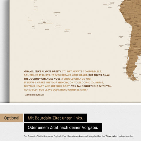 Weltkarte ANTARCTICA® Magnetboard – Bronze