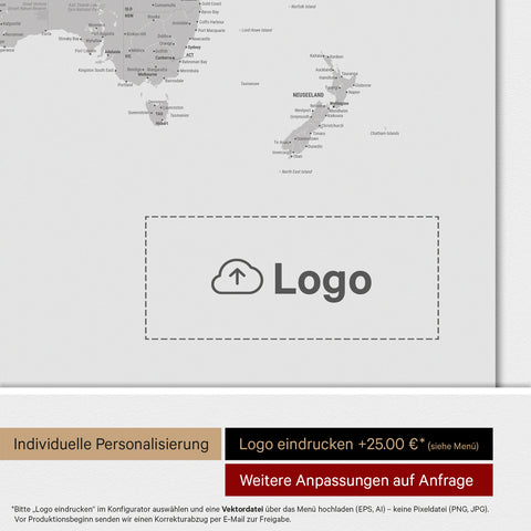 Weltkarte ANTARCTICA® Magnetboard – Coolgray