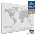 Magnetische Weltkarte ANTARCTICA mit Antarktis als massives Magnetboard in der Farbe Coolgray, in einem modernen, minimalistischem Design zum Pinnen und Markieren von Reisezielen mit Magneten