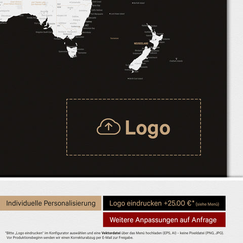 Weltkarte ANTARCTICA® Magnetboard – Dark Black