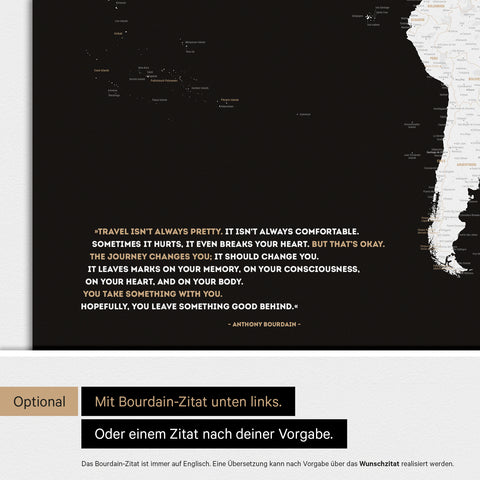 Weltkarte ANTARCTICA® Magnetboard – Dark Black