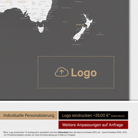 Weltkarte ANTARCTICA® Magnetboard – Dark Gray