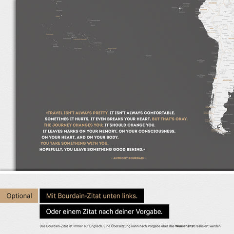 Weltkarte ANTARCTICA® Magnetboard – Dark Gray
