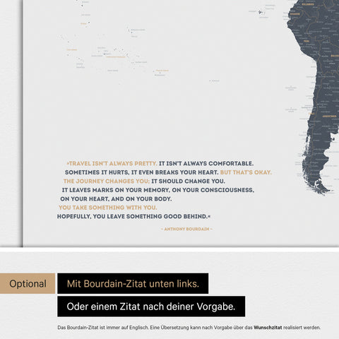 Weltkarte ANTARCTICA® Magnetboard – Denim Blue