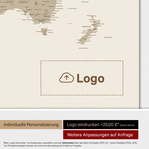 Weltkarte ANTARCTICA® Magnetboard – Desert Sand