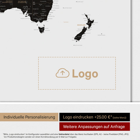 Weltkarte ANTARCTICA® Magnetboard – Light Black